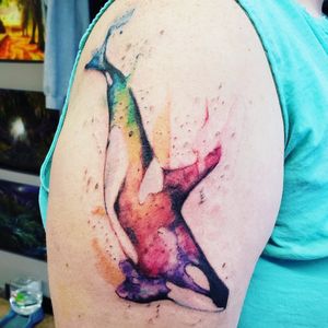 A whale of a tattoo #orcatattoo #whaletattoo #watercolortattoo #watercolororca