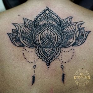 Lotus Mandala tattoo was done by our artist...Get your tattoo or piercing only at 69 Evolution Tattoo & Piercing. Info and booking appointment by Whatsapp or email .