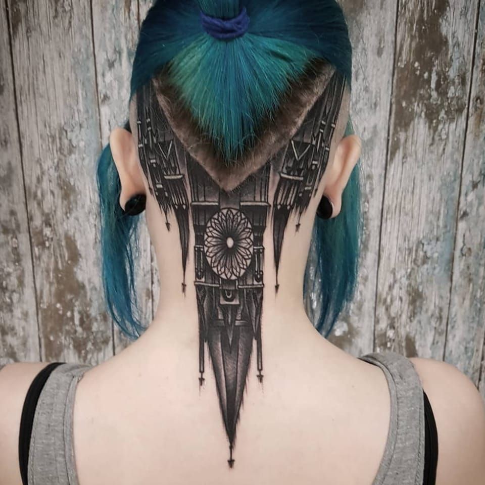 gothic blackout neck tattoo  Midjourney  OpenArt