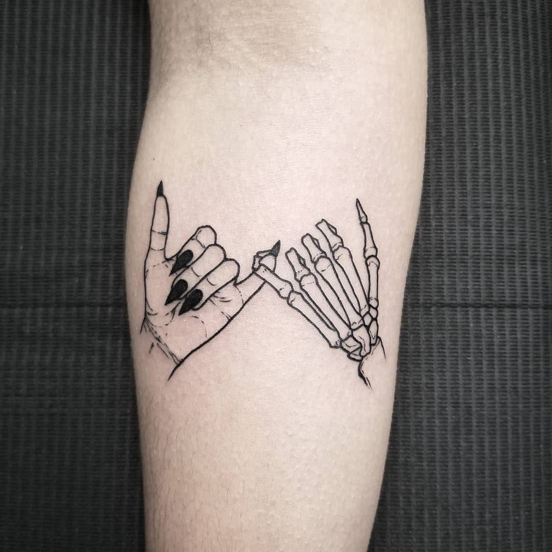 Pinky promise tattoo in fine line