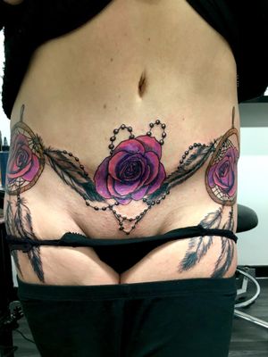 Tummy tuck scar tattoo