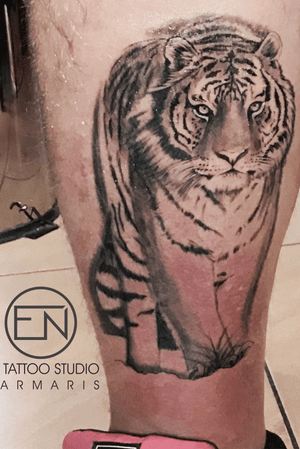 Tiger tattoo by Erkan Nehir. #tiger #tattoo #tattoos #tigertattoo #realism #realistic #erkan #nehir #black #grey #animal #wild #wildlife #cat #cats 