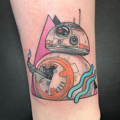 Tattoo by Erica Flannes #EricaFlannes #spacetattoos #space #galaxy #outerspace #spacetravel #stars #planets #moon #starwars #illustrative #robot