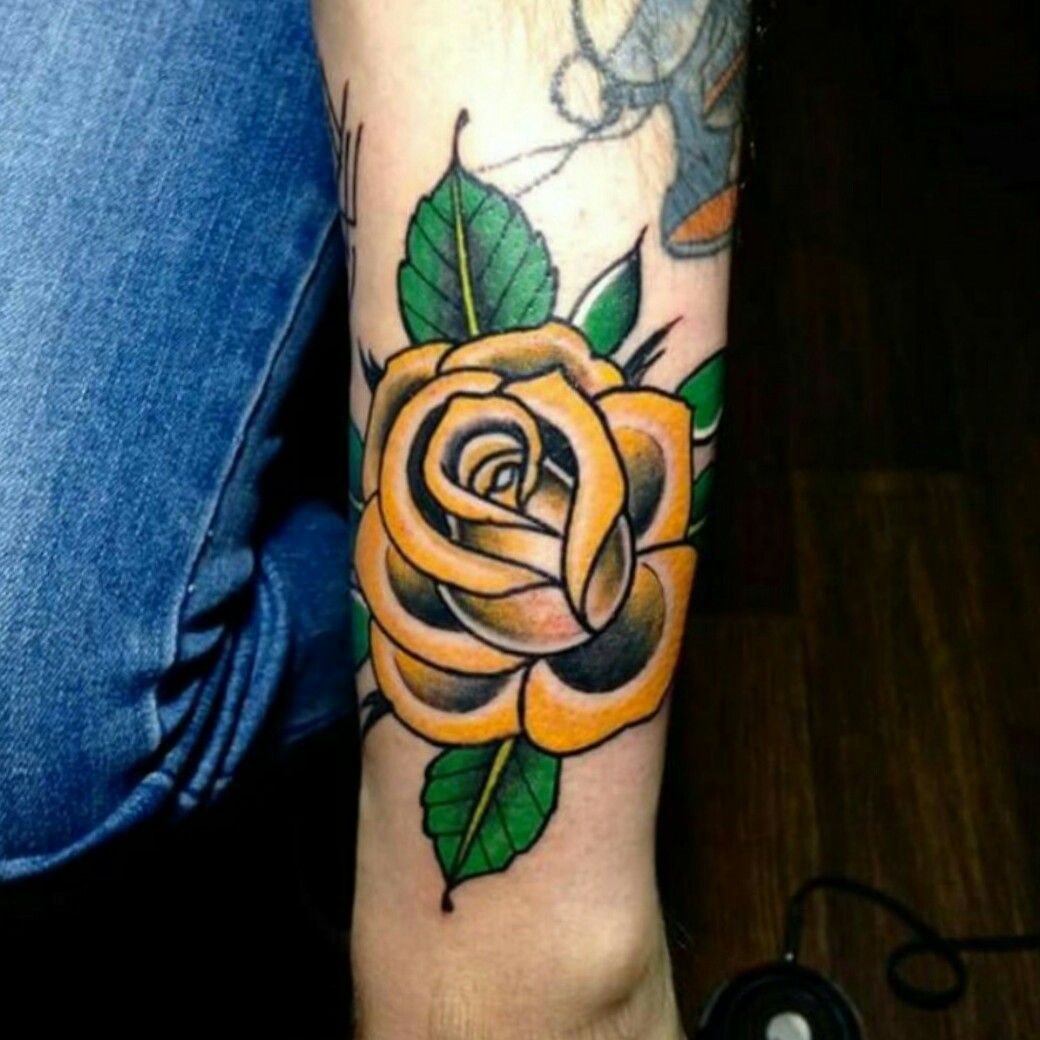 Yellow Rose Tattoo  traditional landscapes by codycollinstattoo  Facebook