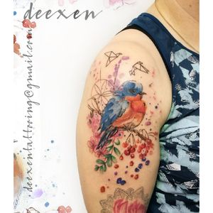 Sense and Sensibility Contact: deexentattooing@gmail.com #ink #inked #tattoo #tatouage #art #watercolourtattoo #bird #watercolor #graphictattoo #geometrictattoo #aquarelle #deexen #deexentattooing #abstracttattoo #wctattoos #TattooistArtMag #skinartmag #TATTOODO #killerinktattoo #TattooistArtMagazine #bestwatercolourtattooers #ikodeluxcustom