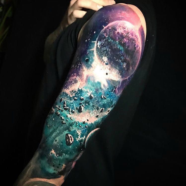 Amins Angel Tattoo  Piercing  Star Galaxy Tattoo   Clients description  and interpretation    The five pointed star represents  the five  elements earth air water fire and