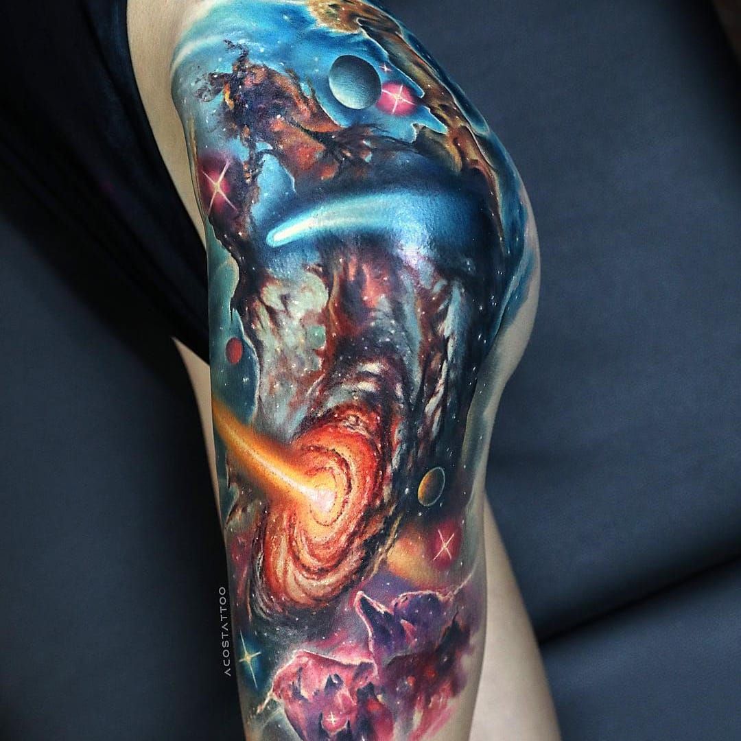 galaxy hand and paw tattoo by doristattoo on DeviantArt