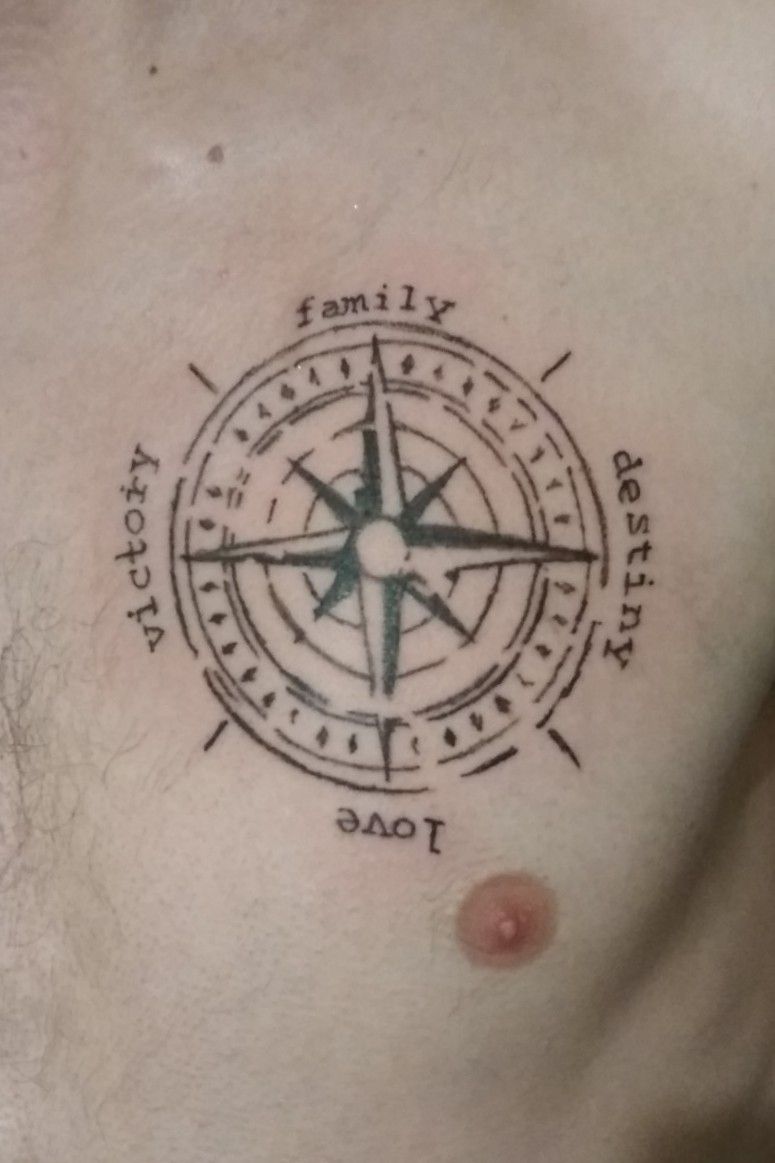 Tattoo uploaded by Dawid Kusion • #Compass #destiny #Victory #family #love # tattoo #black #easyink #amateur #home • Tattoodo