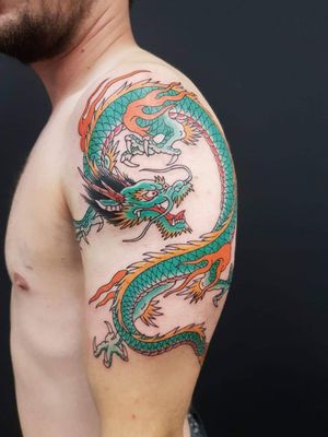 Traditonal dragon Eli Fergusonhttps://instagram.com/eli.tattoo