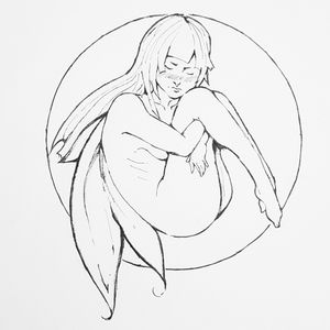 Art by Maria Cecilia - #fairy #magic #anime #fly #girl #monochrome #draw 