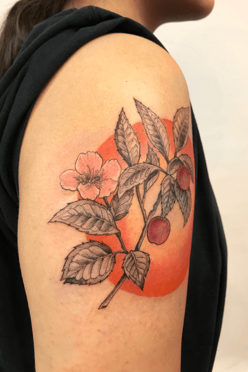 Tattoo Uploaded By Valentina Andaya Apple Blossom Nyc Colortattoo Linework Blossom Tattoodo