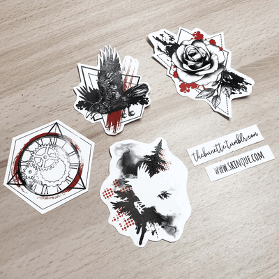Trash Polka Vol.2 Collection. These ready-to-use designs are INCLUDED!!! www.skinque.com You can buy both trash polka collections 30% off! Go and get them! #trashpolka #wolf #compass #raven #skull #abstract #clock #forest #tree #blackwork #watercolor #wolf #rose #flower #trees #pinetree #tattooart #tattooflash 