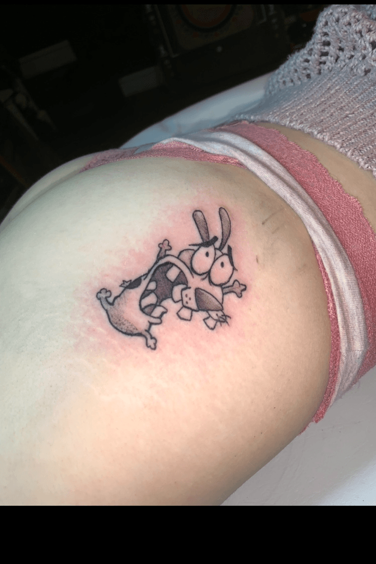 Courage the Cowardly Dog tattoo done on the inner