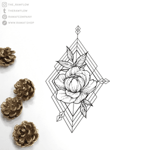 Simple, delicate and decorative. And sexy of course. Download: www.rawaf.shop/tattoo #dotwork #blackwork #geometric #minimalist #flower #peony #nature #sexy #decorative #flowers 