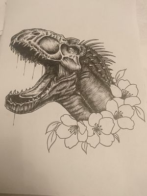 Dinosaur with flowers 