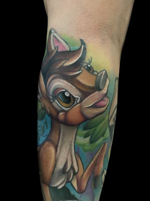 Bambi tattoo (details) #bambi #bambitattoo #disney #disneytattoo #NewSchoolArtist #newschooltattoo #newschool 