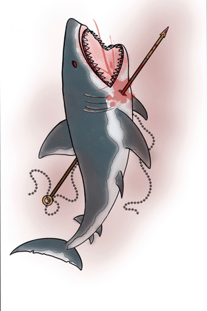 Neotraditional shark tattoo