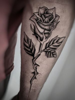 Rose dotwork tattoo