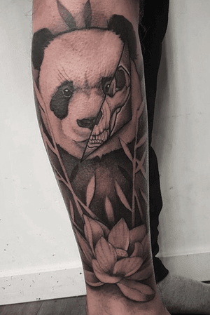 Tattoo uploaded by Joey Blackwork • Killer panda #panda #skull #bamboo  #blackandgrey #bng #fineline • Tattoodo