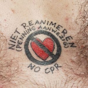 No CPR signage 2017 by Jos van Duin, Josche Tattoo and Piercing Sittard. Copyright by EéVé