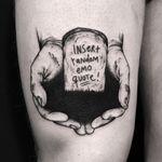 Tattoo by Weep and Forfeit #Weepandforfeit #tombstonetattoos #gravetattoos #tombstone #grave #death #stone #cemetery #text #lettering #quote #blackwork #darkart #hands