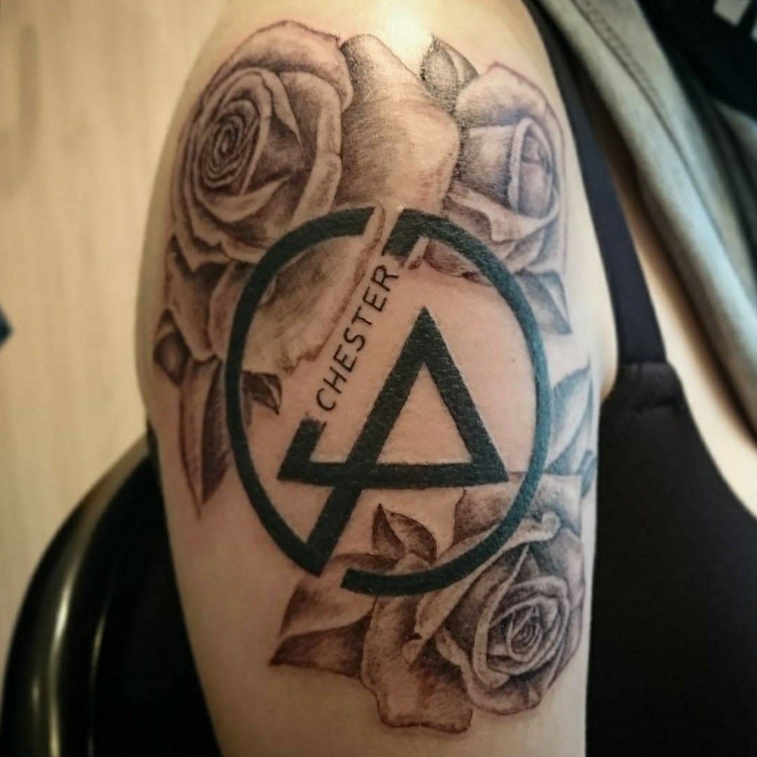 Tattoo uploaded by Denise  Linkin Park Tattoo LinkinPark blackandgrey  roses ChesterBennington  Tattoodo
