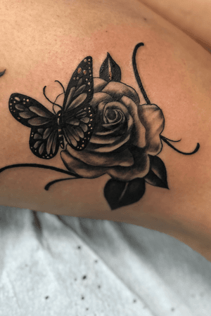 Rose and butterfly piece