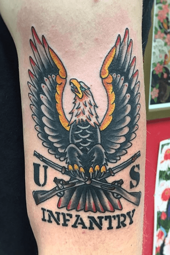 Military Eagle Tattoos On Chest