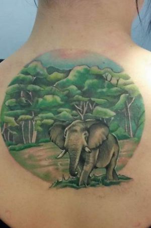 ALL DONE after two appointments and 5 1/2 of tattooing... The old black betty is gone and hello darling... #coveruptattoo #elephanttattoo #oneofakind 