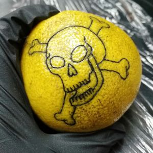 Skull lines on grapefruit 