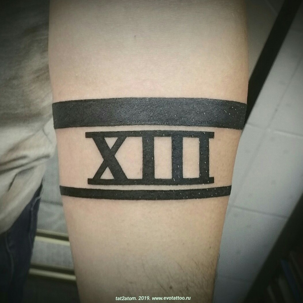 Tattoo uploaded by Вадим • Татуировка - браслет - замкнутые полосы и число-дата13. Именно замкнутые полосы или полоса в виде тату браслета - этовизуализированный круг бытия, а также они являются