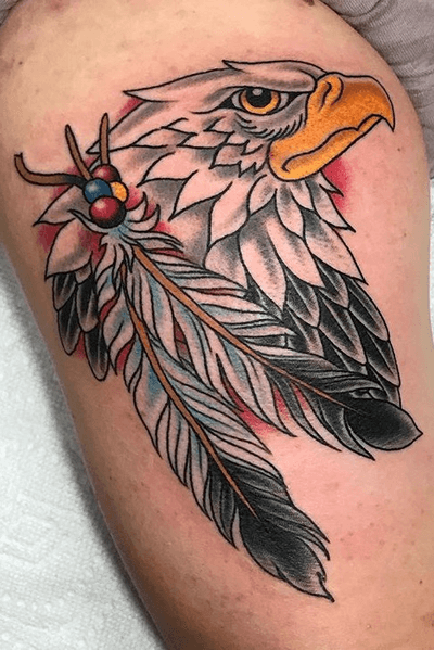 tribal eagle feather tattoo