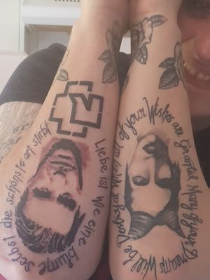 My beautiful tattoos done by my local tattooist. Marilyn Manson and Till Lindemann from Rammstein  😍