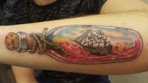A ship in a bottle#tattoo #tattoos #tattooist #tattooartist #tattoooftheday #shipinabottletattoo#tattoooftheday  