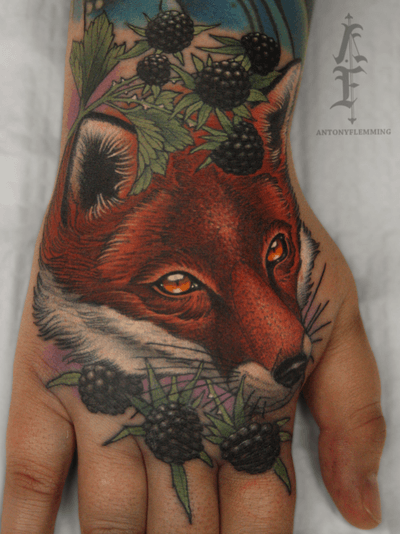 Fox hand tattoo by Antony Flemming #AntonyFlemming
