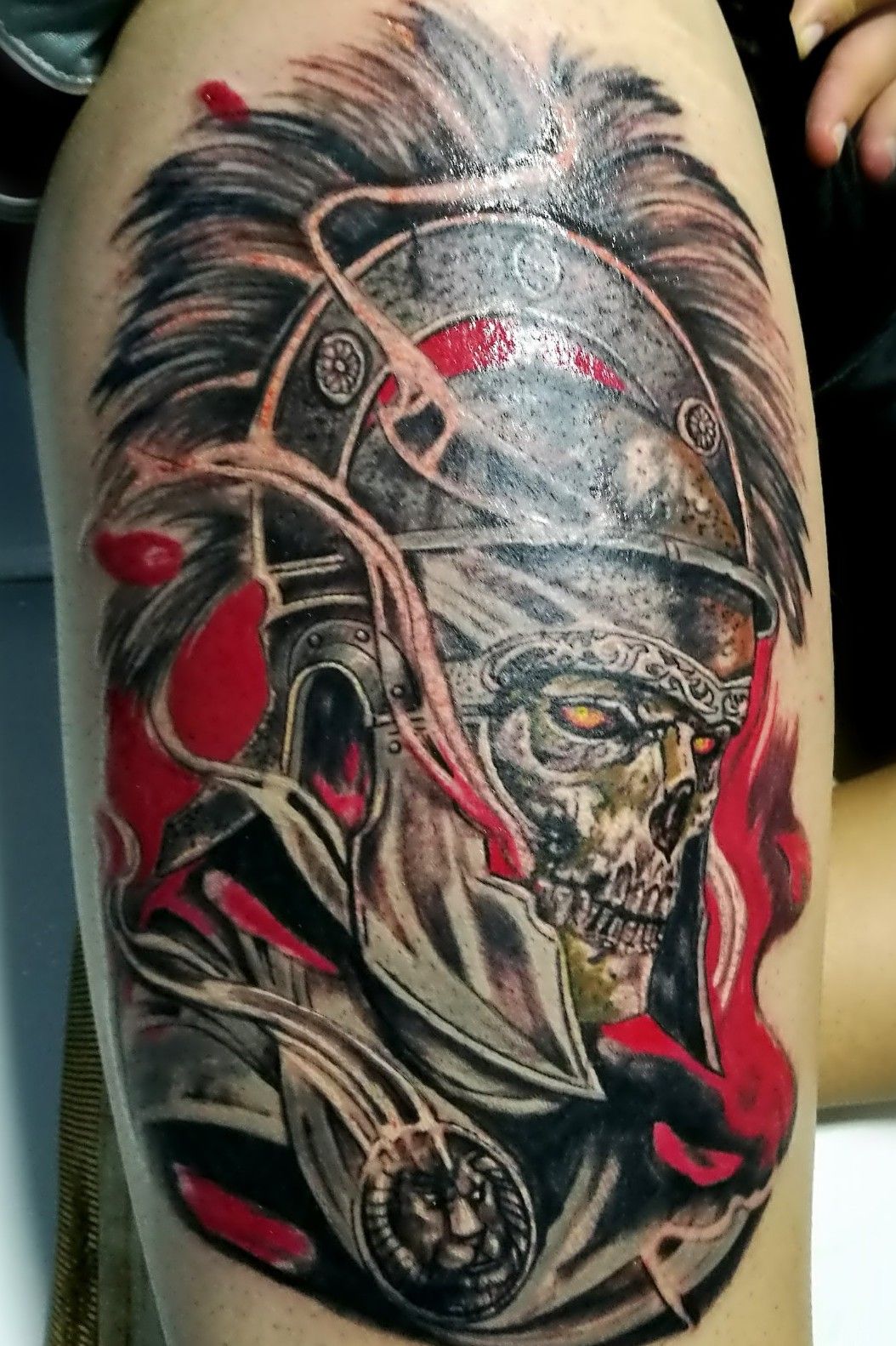 roman soldier skull tattoo