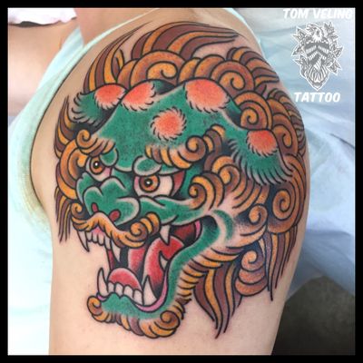 #portsidetattoo #portsidetattoosd #americantraditional #radtrad #traditionaltattoo #traditional #sandiego #shishi #foodog #japanese