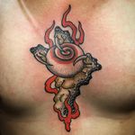 Tattoo by Mutsuo #Mutsuo #firetattoos #fire #flame #burning #element #claw #color #japanese #shell #chestpiece