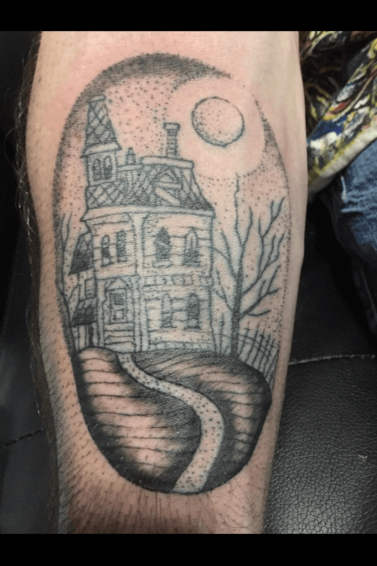 Haunted House Halloween Tattoo