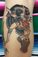 Love bits lol #traditional #traditionaltattoo #panther #BoldTattoos #boldwillhold #color #colortattoo 