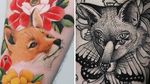 Tattoo on the left by Sion and tattoo on the right by Hiralupe #Hiralupe #Sion #foxtattoos #fox #animal #nature