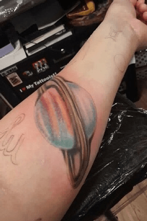 Start to a space sleeve #tattoo #tattoos #saturn #space 