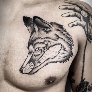 Tattoo by Pantelis Michellis #PantelisMichellis #foxtattoos #fox #animal #nature #blackwork #linework #illustrative