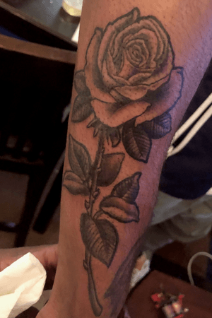 Rose on arm #rose #forearm #sleeve #linework #shading instagram @_tattoosbyloco