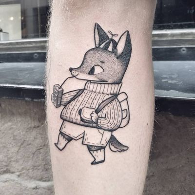 Tattoo by Agata Zlotko Piwowar #AgataZlotkoPiwowar #foxtattoos #fox #animal #nature #blackwork #linework #dotwork #foodtattoo #food #cute #illustrative