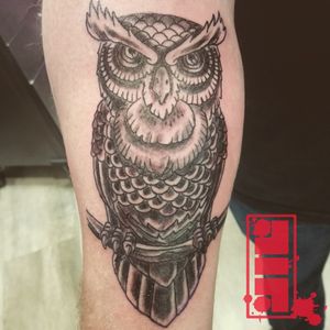 Owl tattoo on forearm...#animaltattoo #owltattoo #owl #night #blackandgreytattoo #illustrative #graphic #design #render #forearmtattoo #art #byjncustoms 