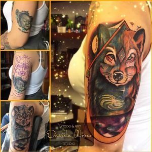 Wolf tattoo. Cover-up process