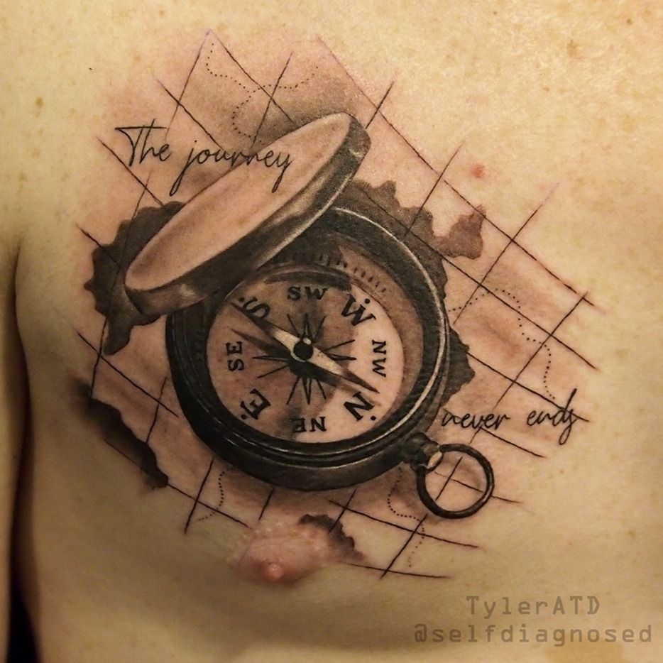 Tattoo uploaded by Tyler ATD • compass and map chest tattoo • Tattoodo