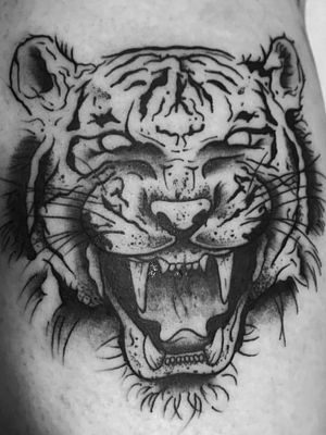 A flash that took 3 hours to tattoo. It pays tribute to my lost cat which had common points with a wild tiger. 🐅 This is my first one, really enjoyed it!