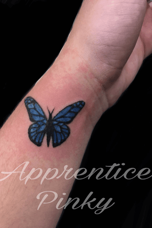 Butterfly memorial tattoo. #butterflytattoo #colortattoo #ChandlerAZTattoos #LittleTattoos #PinkysTatt2s 